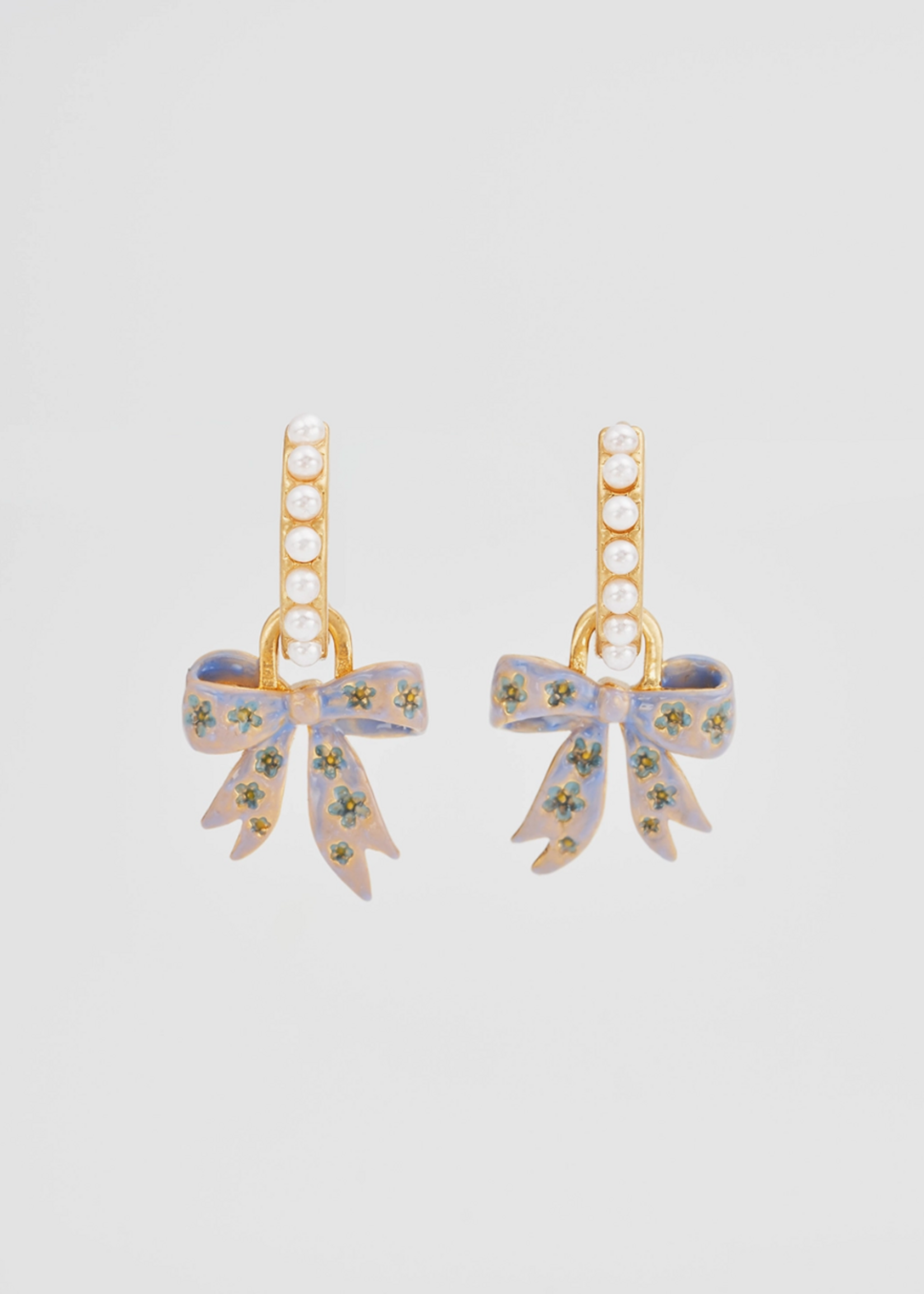 Fable England Bow Pearl Huggie Earrings