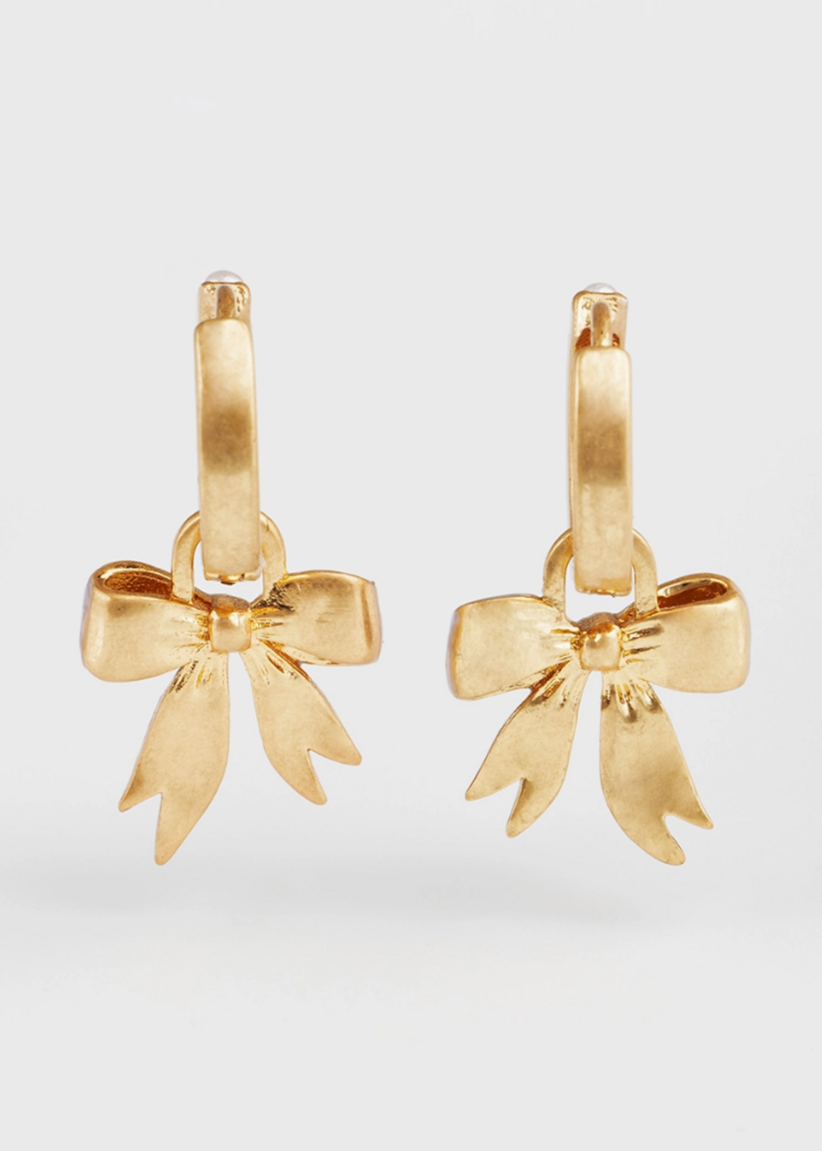 Fable England Bow Pearl Huggie Earrings