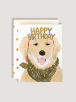 The First Snow Happy Birthday Greeting Card Golden Retriever Gold Crown