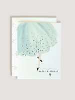 The First Snow Happy Birthday Blue Dress Greeting Card