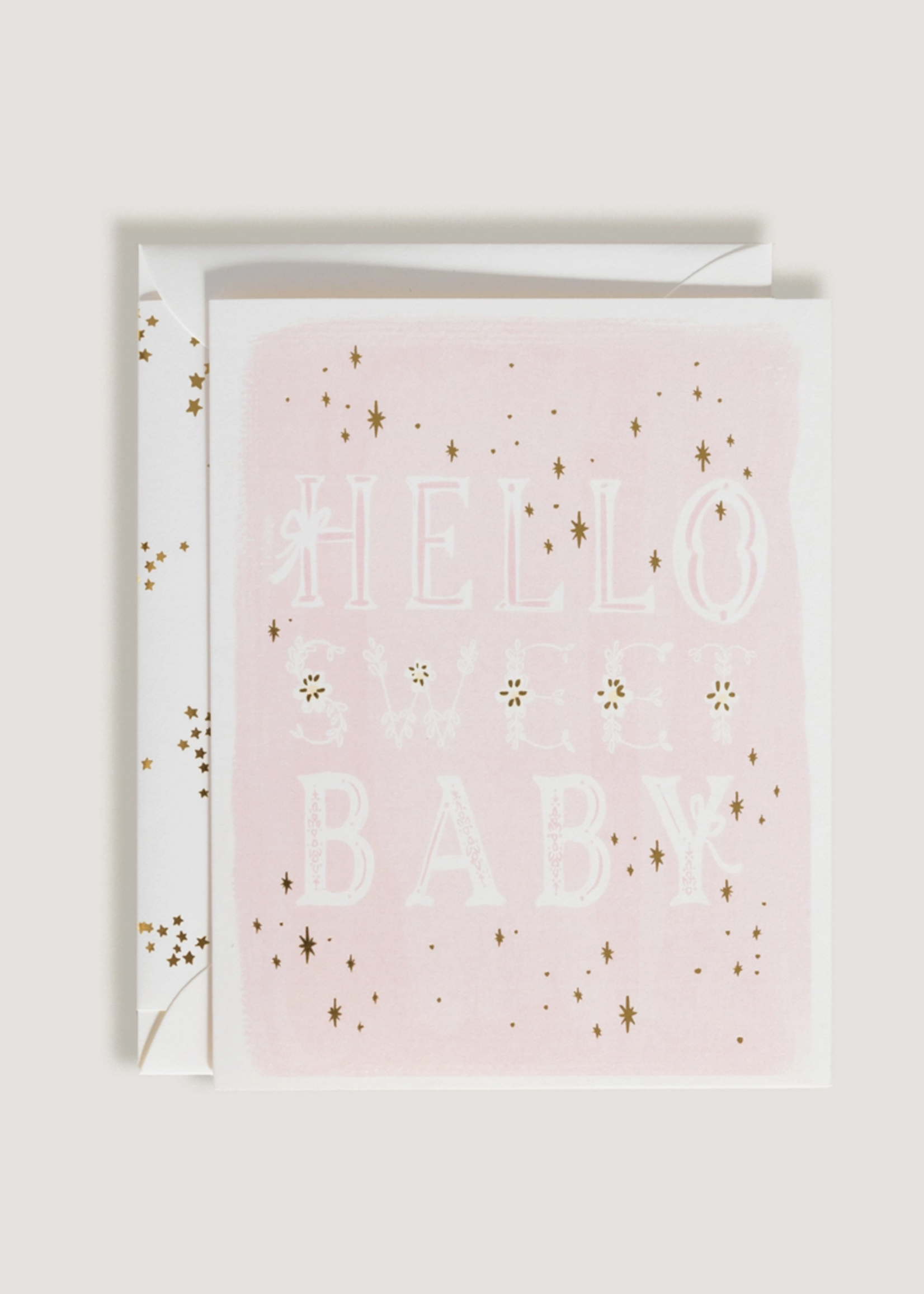 The First Snow Hello Sweet Pink Baby Greeting Card