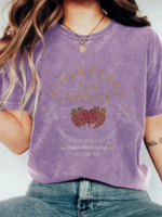 Rosa Clothing Strawberry Graphic Distressed Washed Tee-Purple