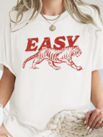 Rosa Clothing Easy Tiger Graphic T-Shirt-White