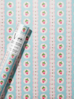 Vivie and Ash Blue Watercolor Cameo Strawberry Stripe Wrapping Paper Roll