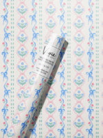 Vivie and Ash Blue and Pink Bow Floral Everyday Wrapping Paper Roll