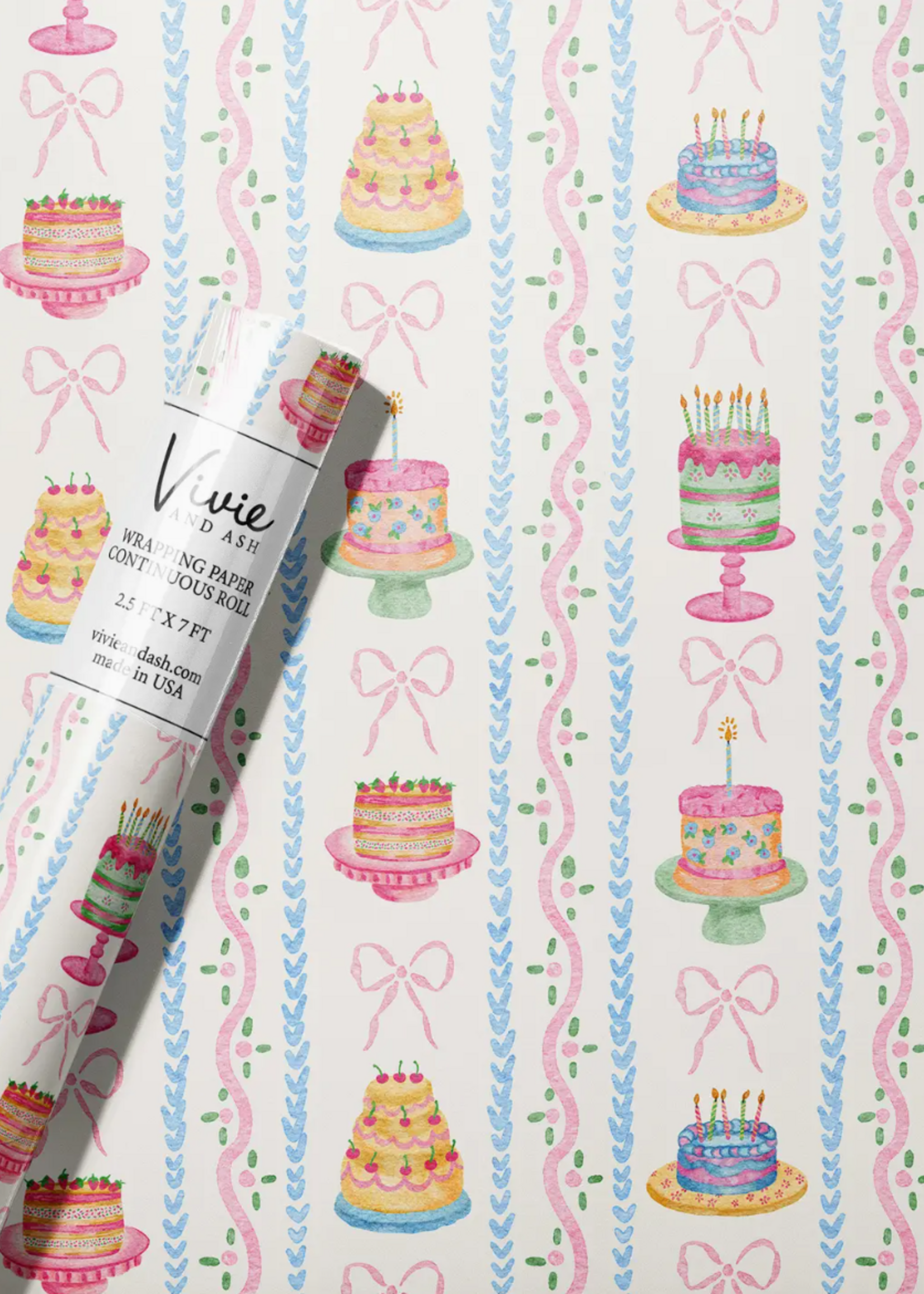 Vivie and Ash Watercolor Stripe Cake Wrapping Paper Roll