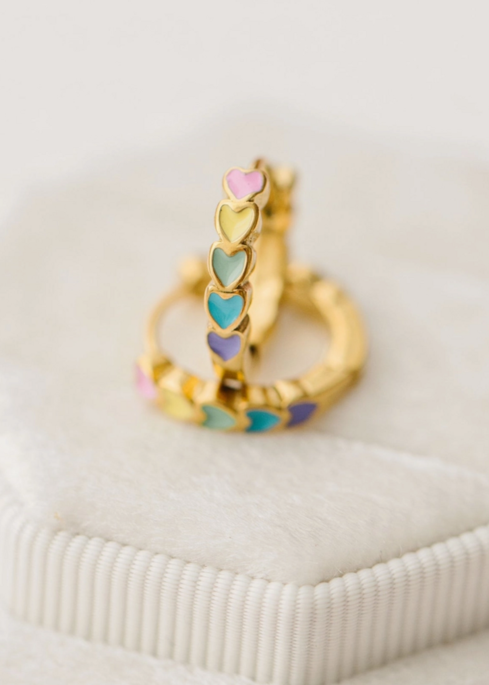 Pierced Rainbow Heart Huggies