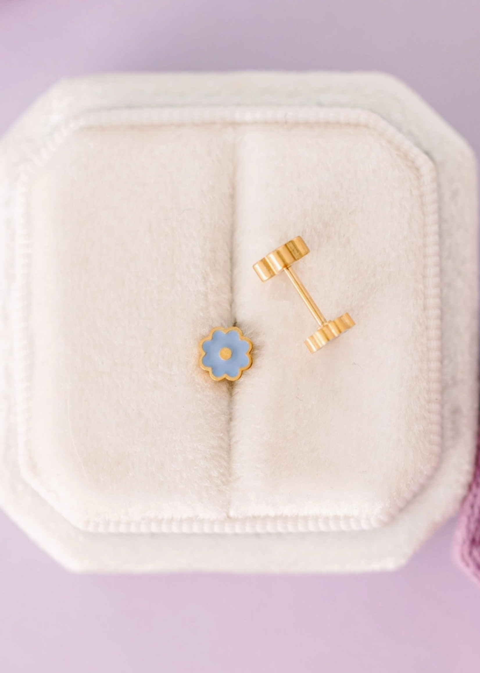 Pierced Tiny Blue Flower