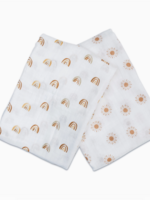 Lulujo 2-Pack Cotton Swaddle Blankets – Rainbows & Suns