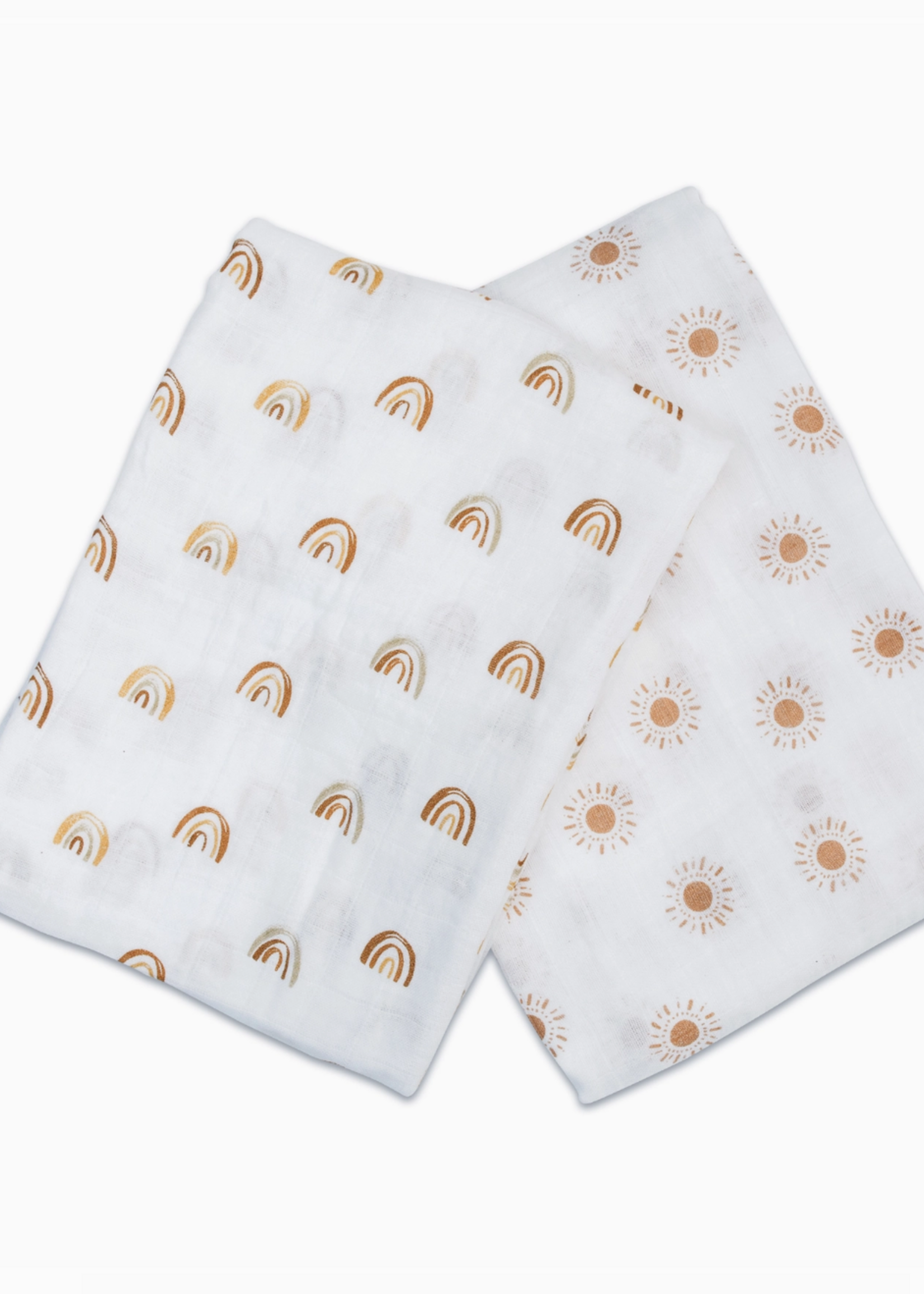 Lulujo 2-Pack Cotton Swaddle Blankets – Rainbows & Suns