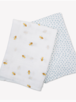 Lulujo 2-Pack Cotton Swaddle Blankets – Bees/Dots