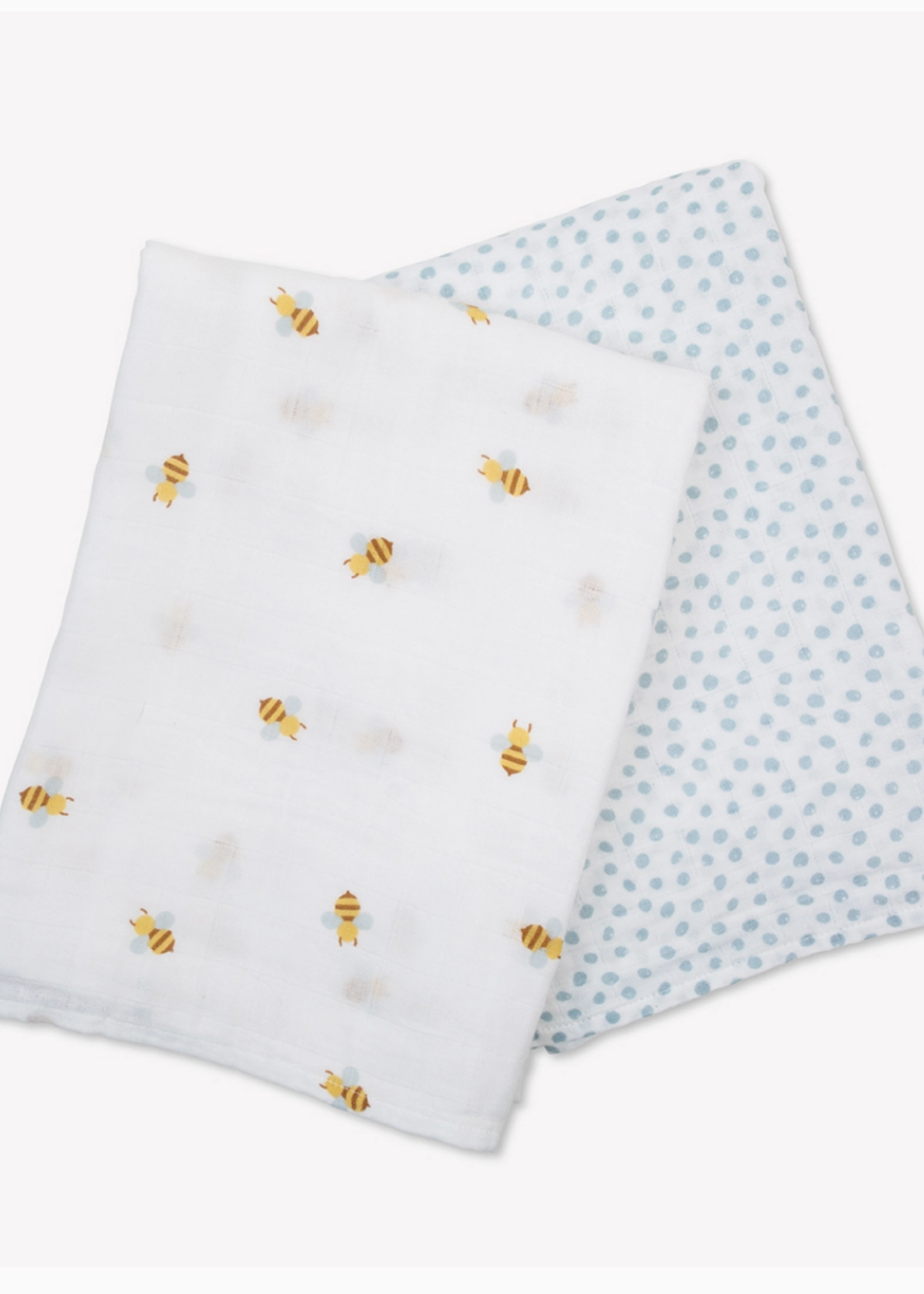 Lulujo 2-Pack Cotton Swaddle Blankets – Bees/Dots
