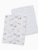 Lulujo 2-pack Cotton Swaddles - Puppy Dog/Stars