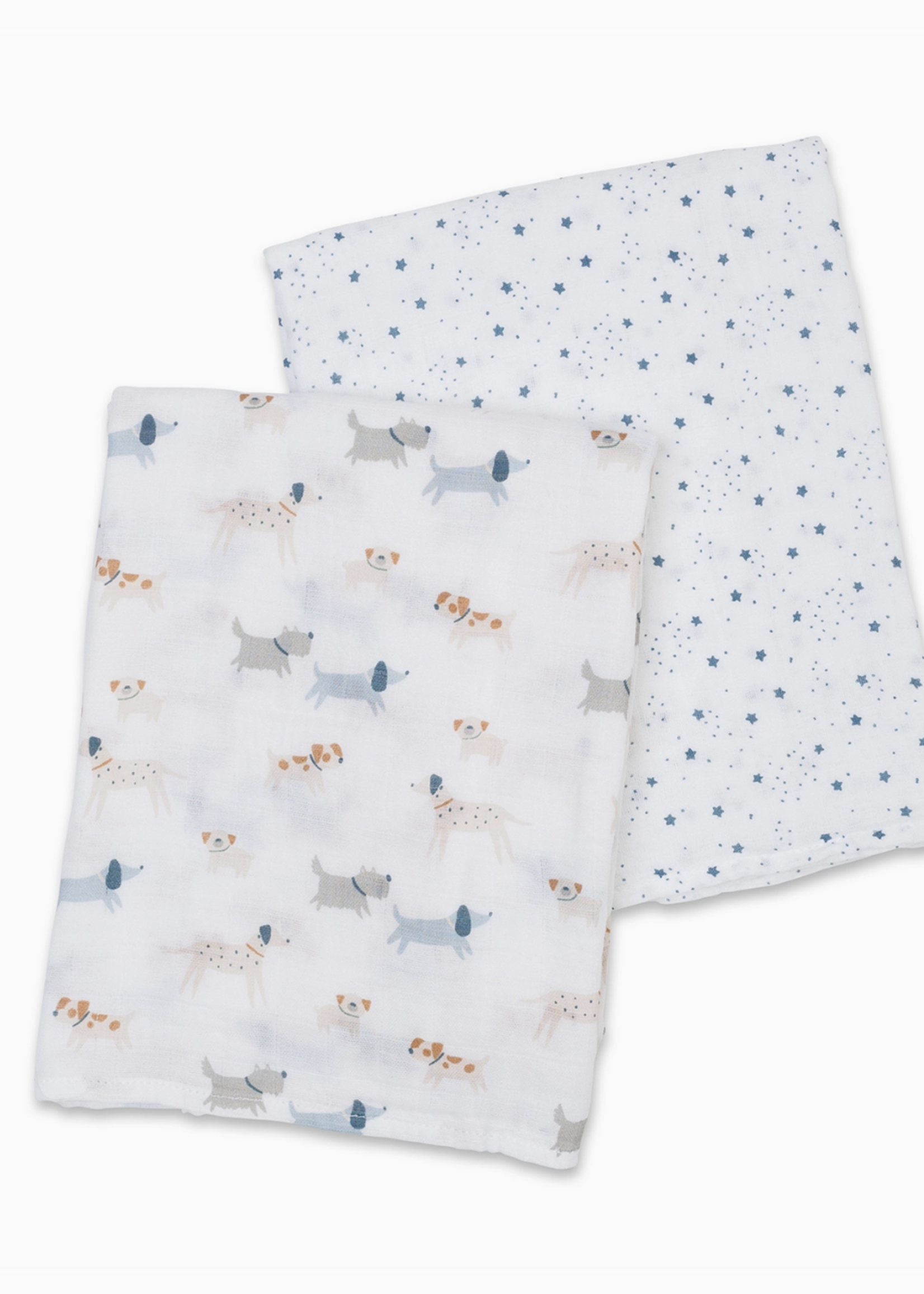 Lulujo 2-pack Cotton Swaddles - Puppy Dog/Stars
