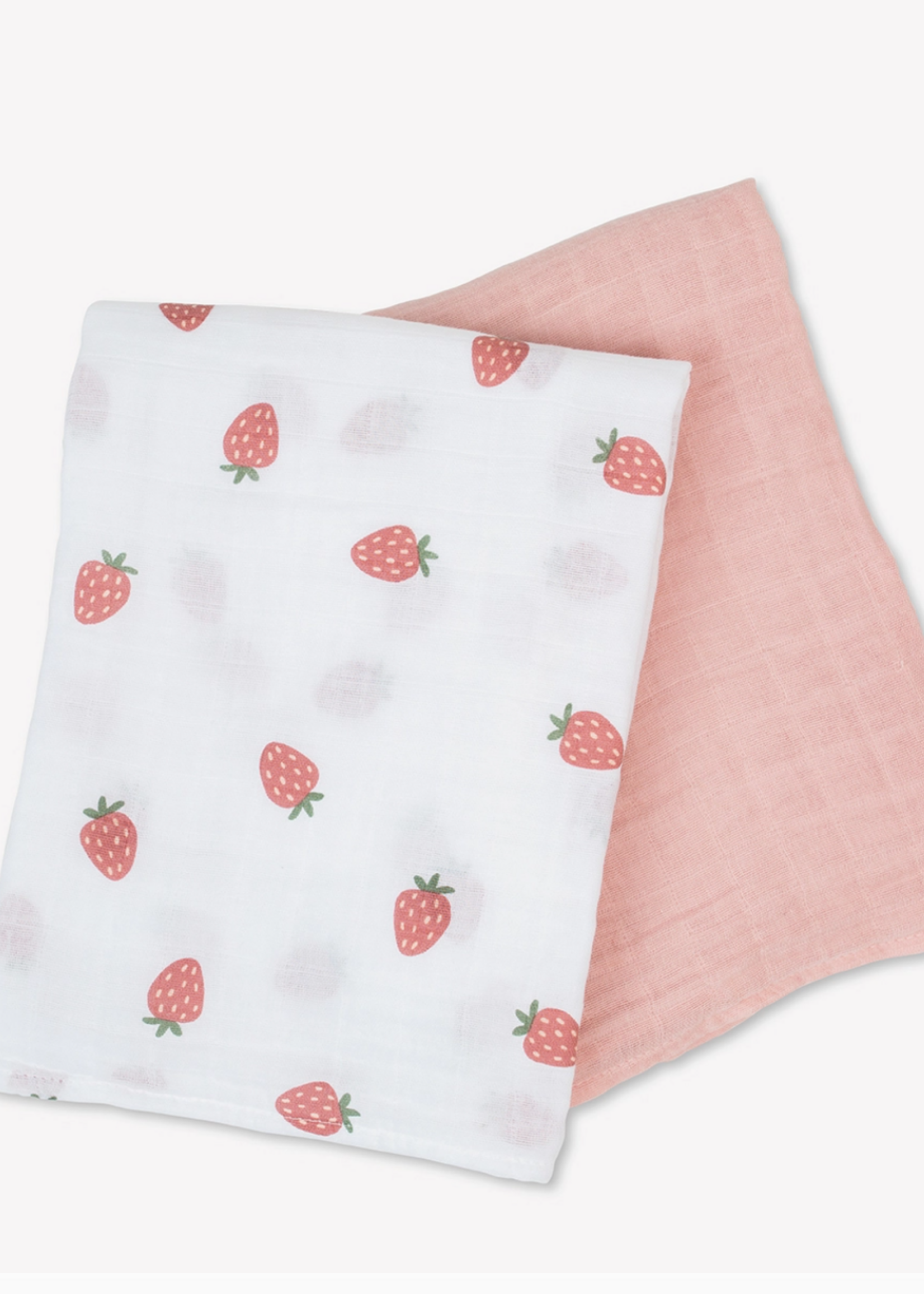 Lulujo 2-Pack Cotton Swaddle Blankets – Strawberry & Ballet Slipper
