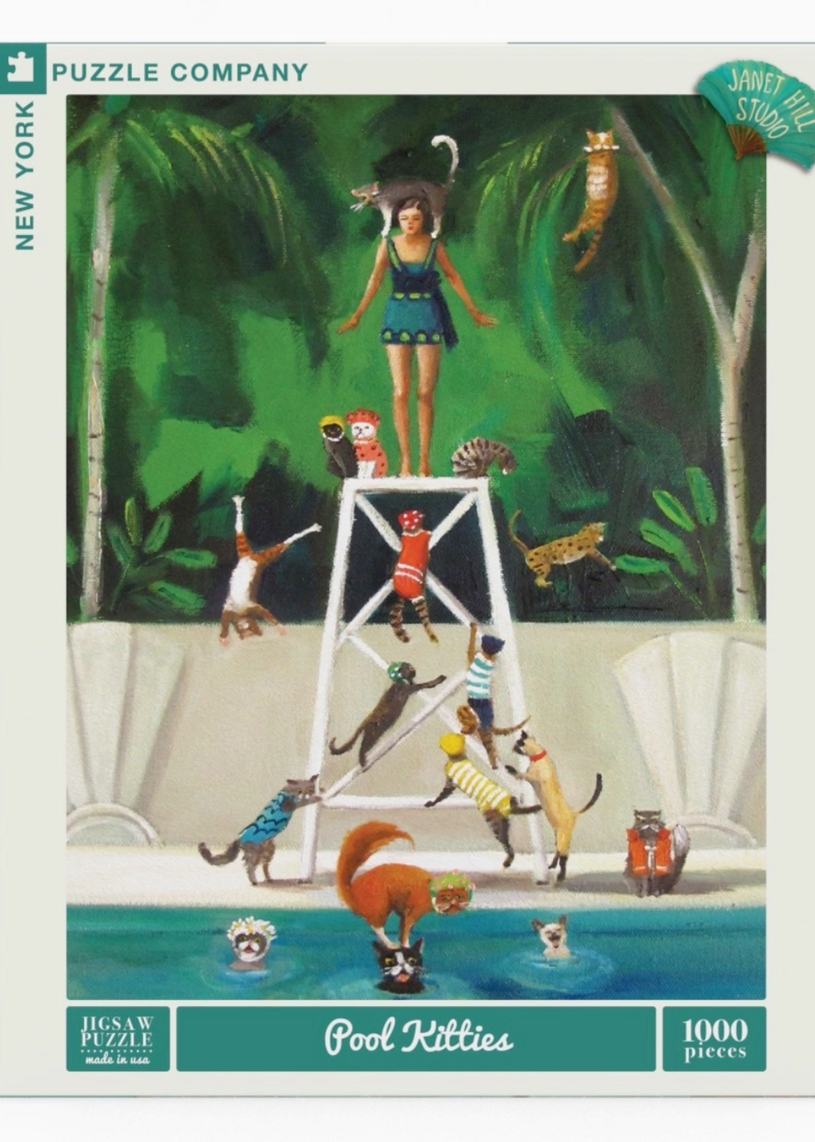 New York Puzzle Company Pool Kitties 1000 Pieces Jigsaw Puzzle