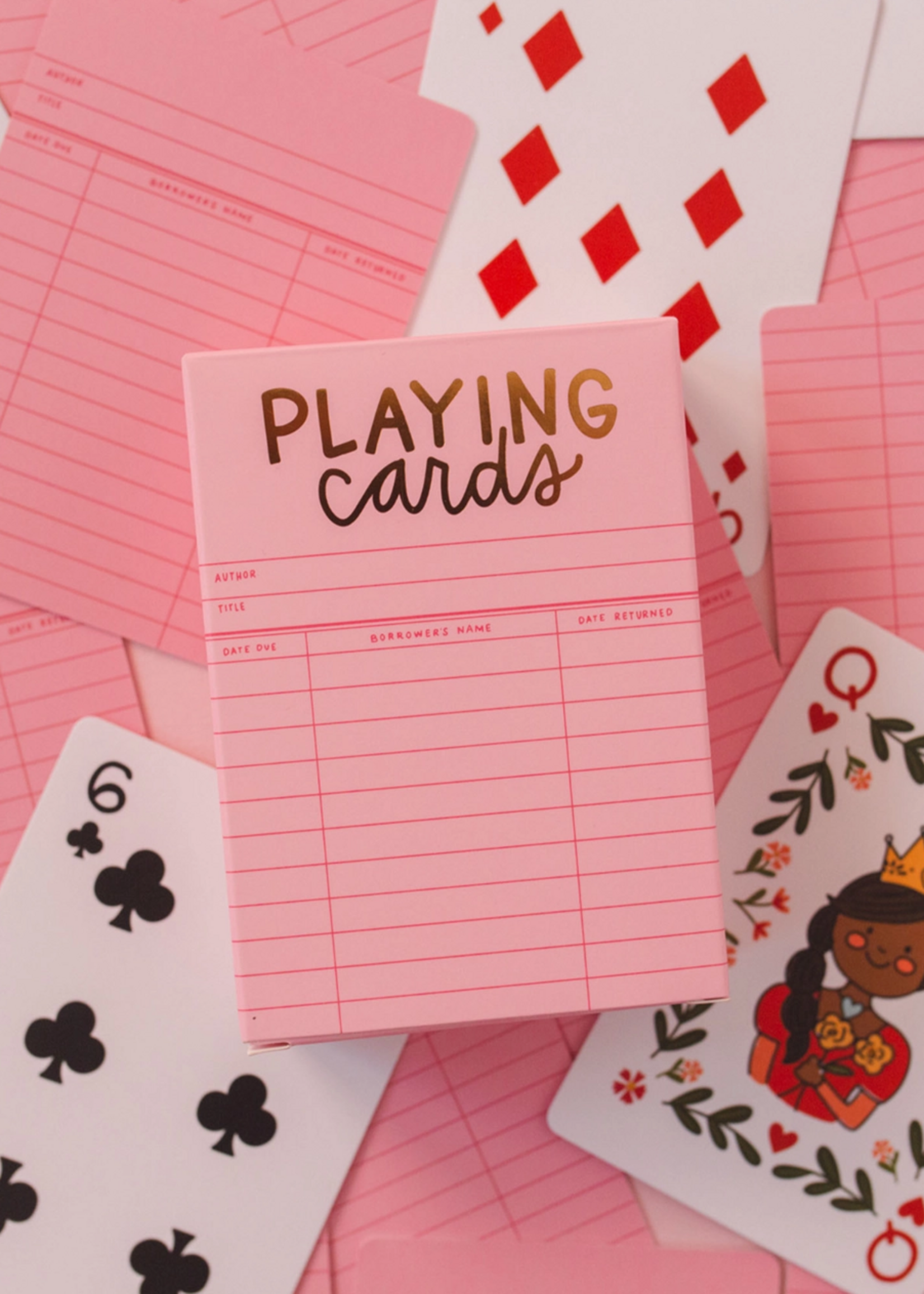 Pippi Post Pink Library Card Deck of Playing Cards