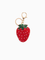 Shiraleah Strawberry Beaded Bag Charm/Key Ring,Red