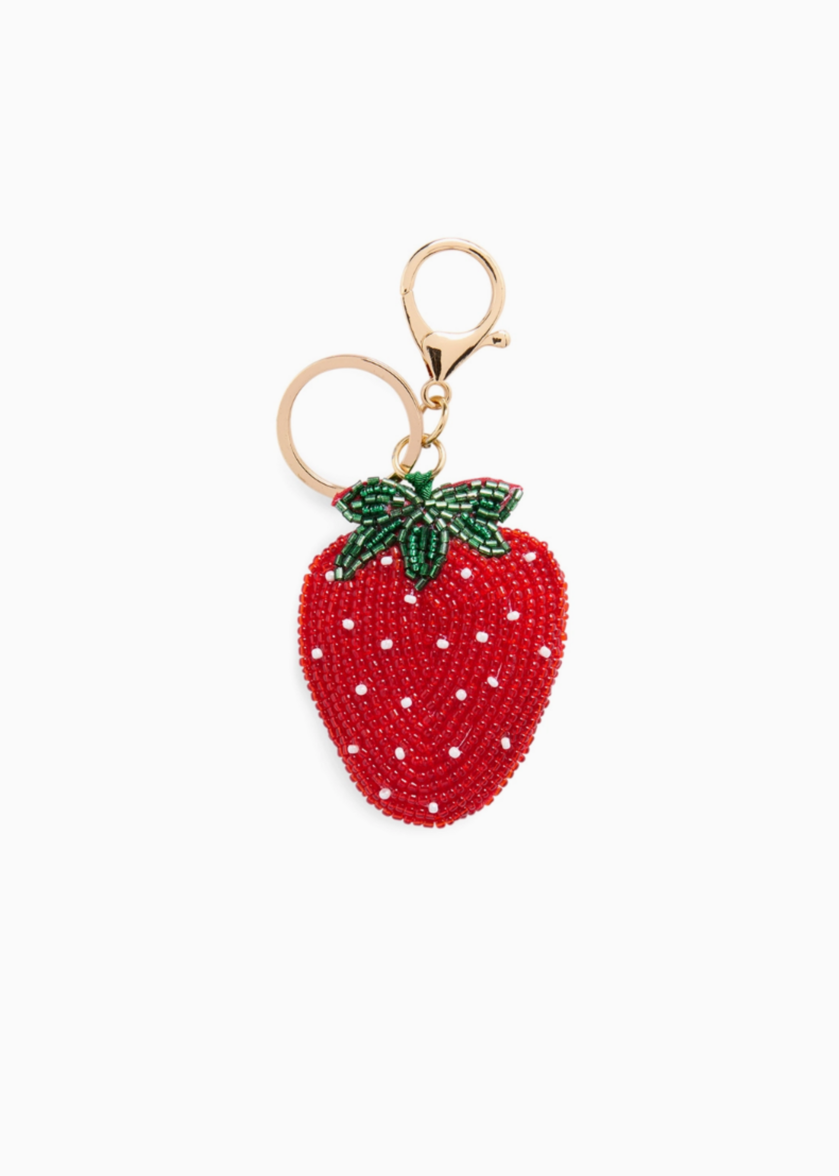 Shiraleah Strawberry Beaded Bag Charm/Key Ring,Red