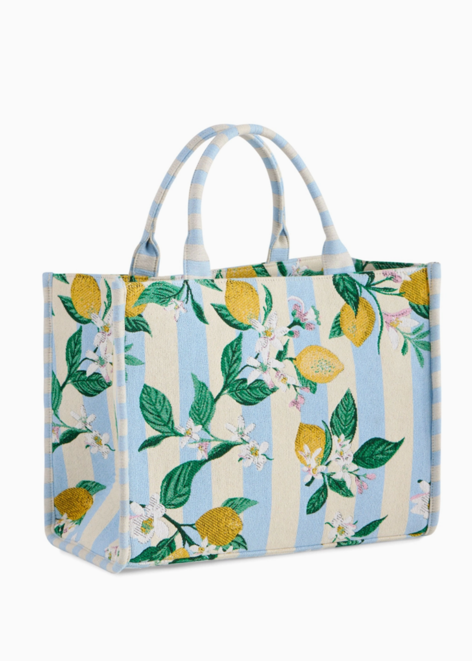 Shiraleah Lemon Stripe Jacquard Tote,Blue