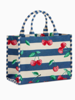 Shiraleah Cherry Stripe Jacquard Tote,Navy