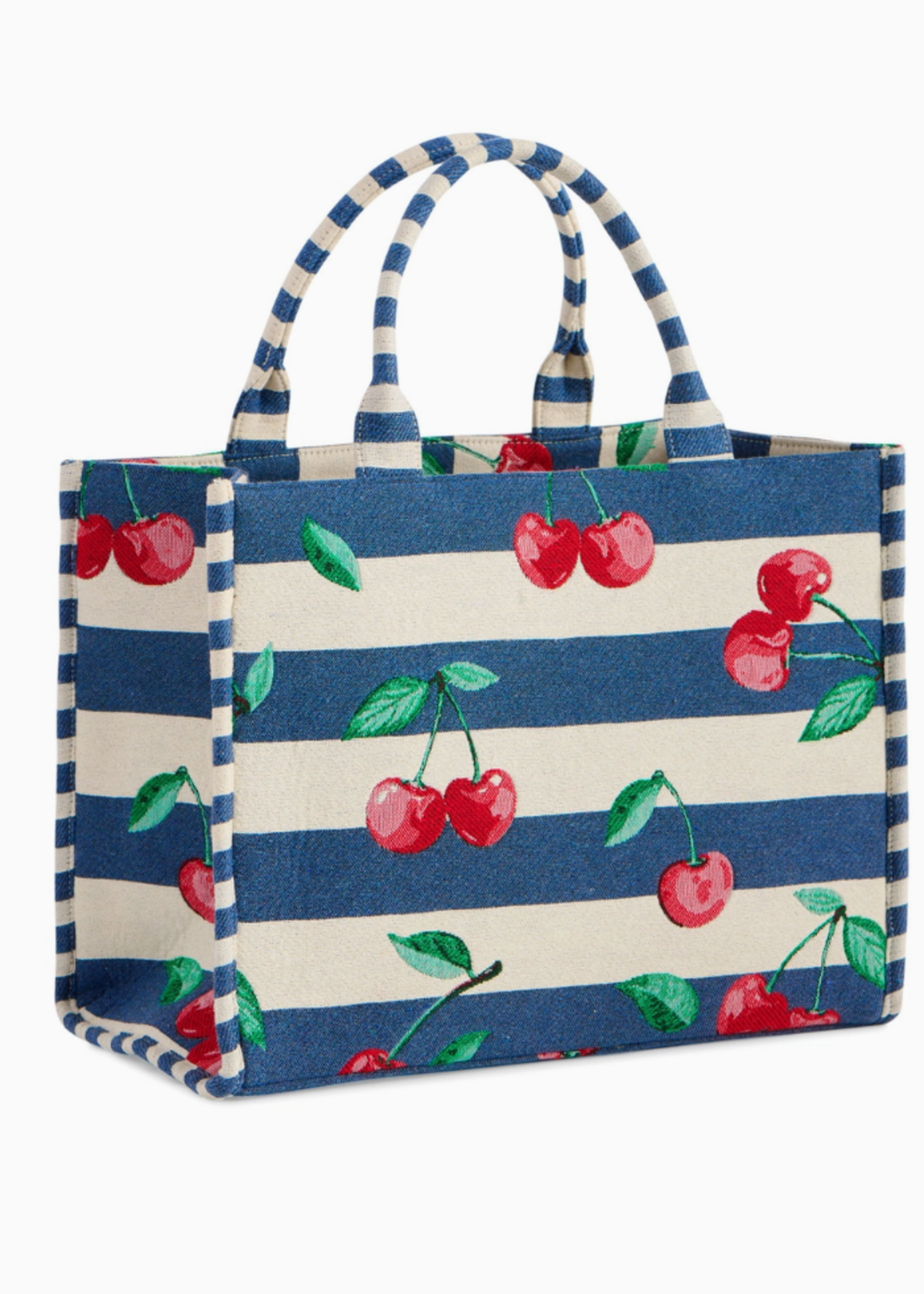 Shiraleah Cherry Stripe Jacquard Tote,Navy