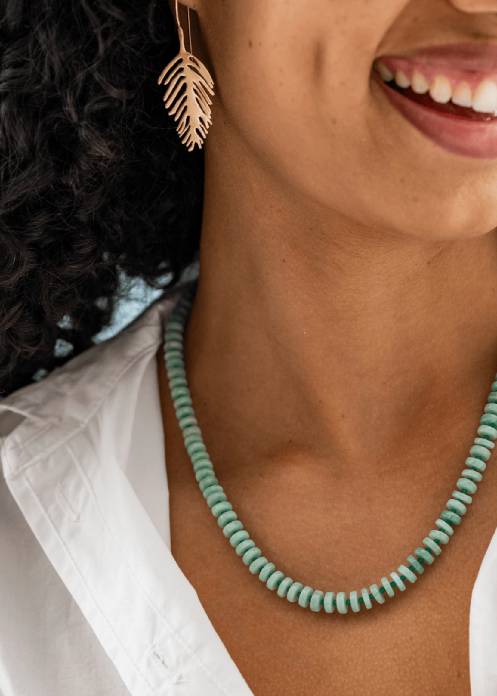 Ink + Alloy Vivianne Amazonite with Green Onyx Necklace 18"