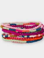 Ink + Alloy Sage Mixed Stripe Beaded 10 Strand Stretch Bracelets