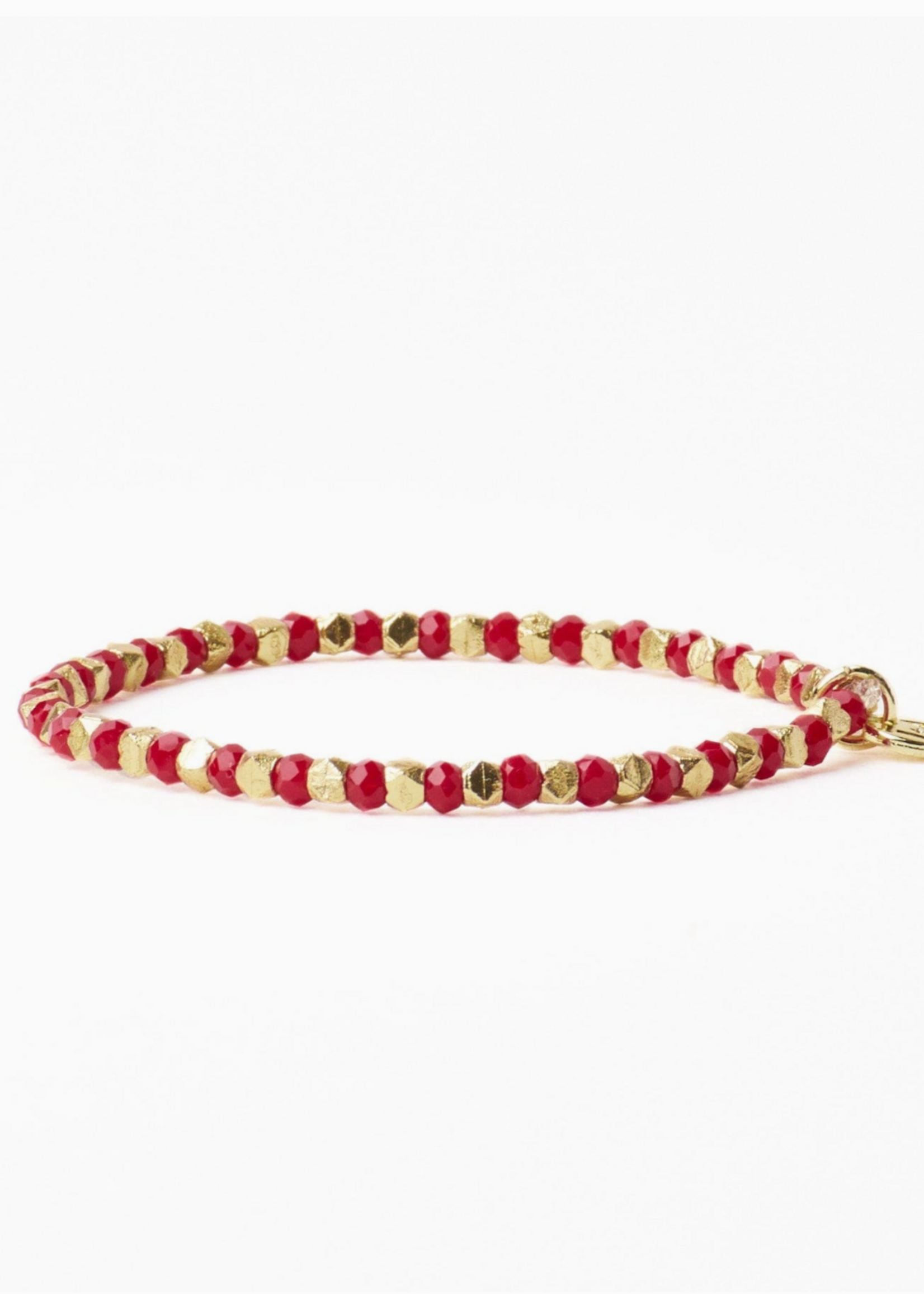 Ink + Alloy Louise Crystal Stretch Bracelet Tomato + Gold Wholesale
