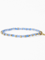 Ink + Alloy Kami Crystal with Brass Charm Stretch Bracelet Blue + Gold Wholesale