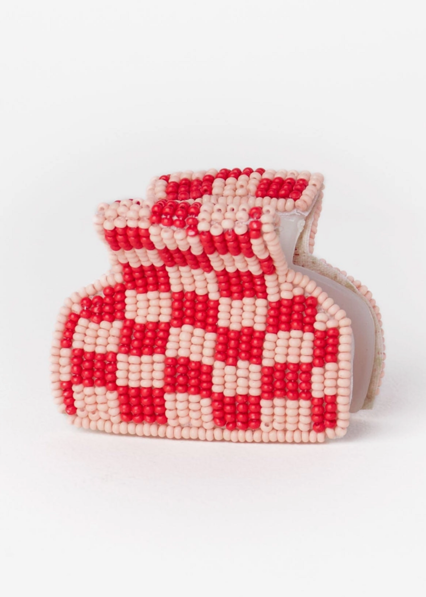 Ink + Alloy Gia Petite Multi-Color Checked Claw Red + Light Pink Check