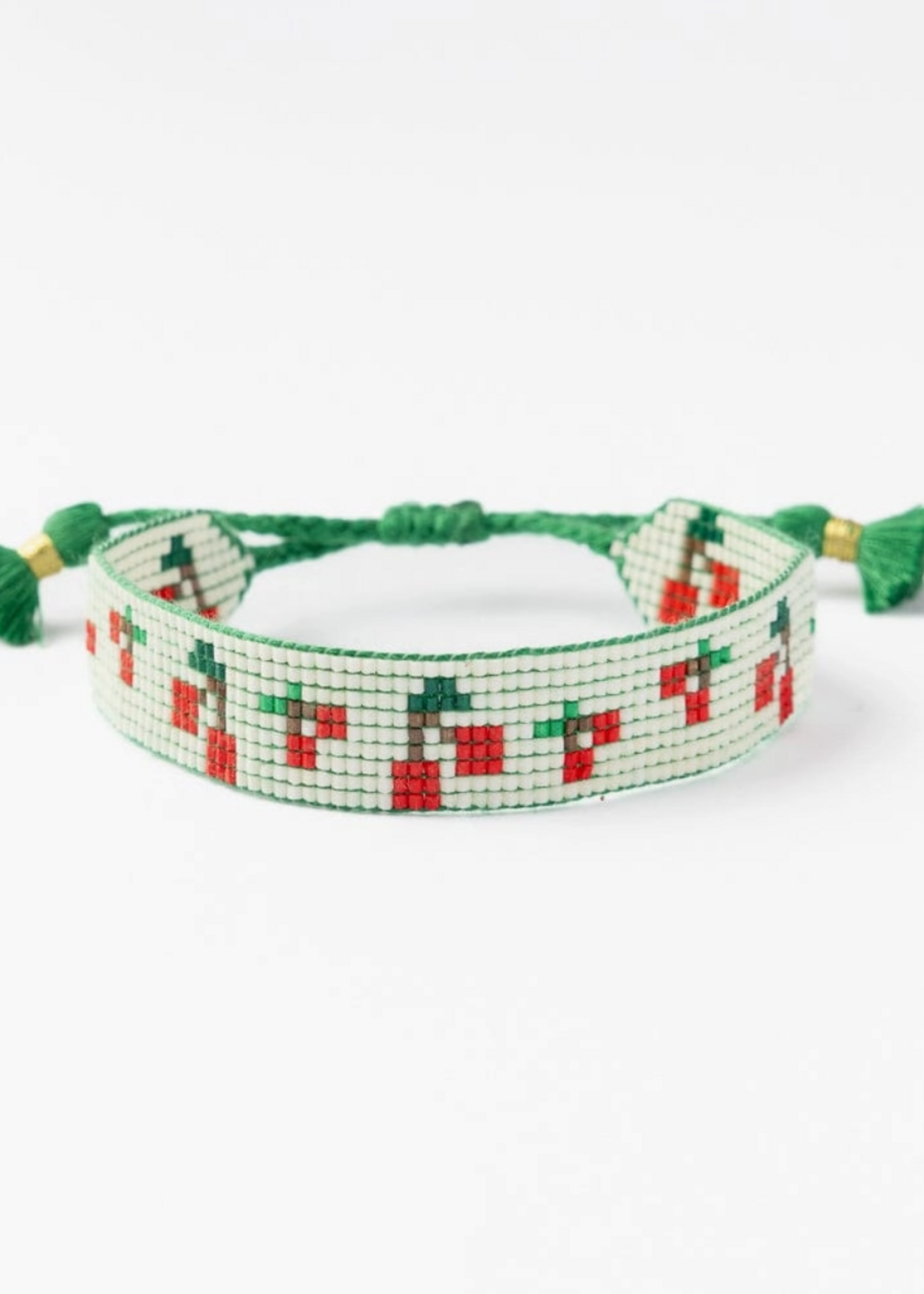 Ink + Alloy Gabby "Cherries" Adjustable Beaded Bracelet Green