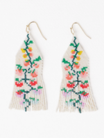 Ink + Alloy Delilah Multi Floral Beaded Fringe Earrings Rainbow