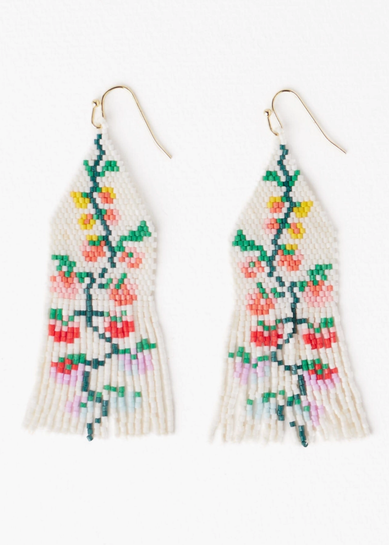 Ink + Alloy Delilah Multi Floral Beaded Fringe Earrings Rainbow