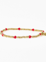 Ink + Alloy Ashley Small Brass + Crystal Stretch Bracelet Tomato + Gold Wholesale