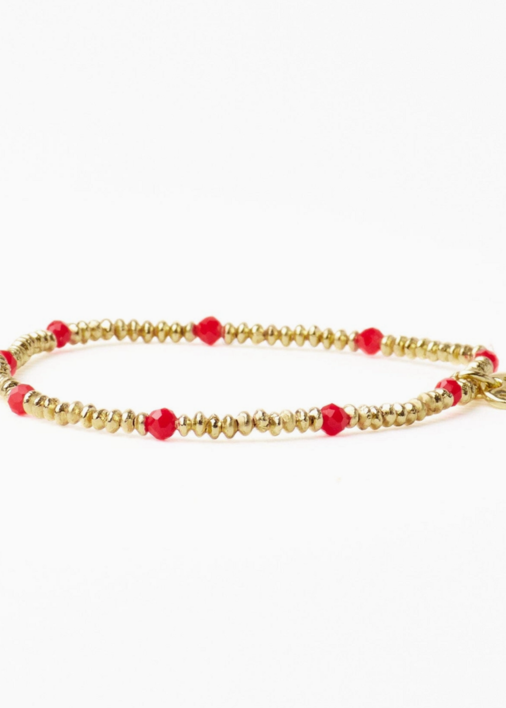 Ink + Alloy Ashley Small Brass + Crystal Stretch Bracelet Tomato + Gold Wholesale