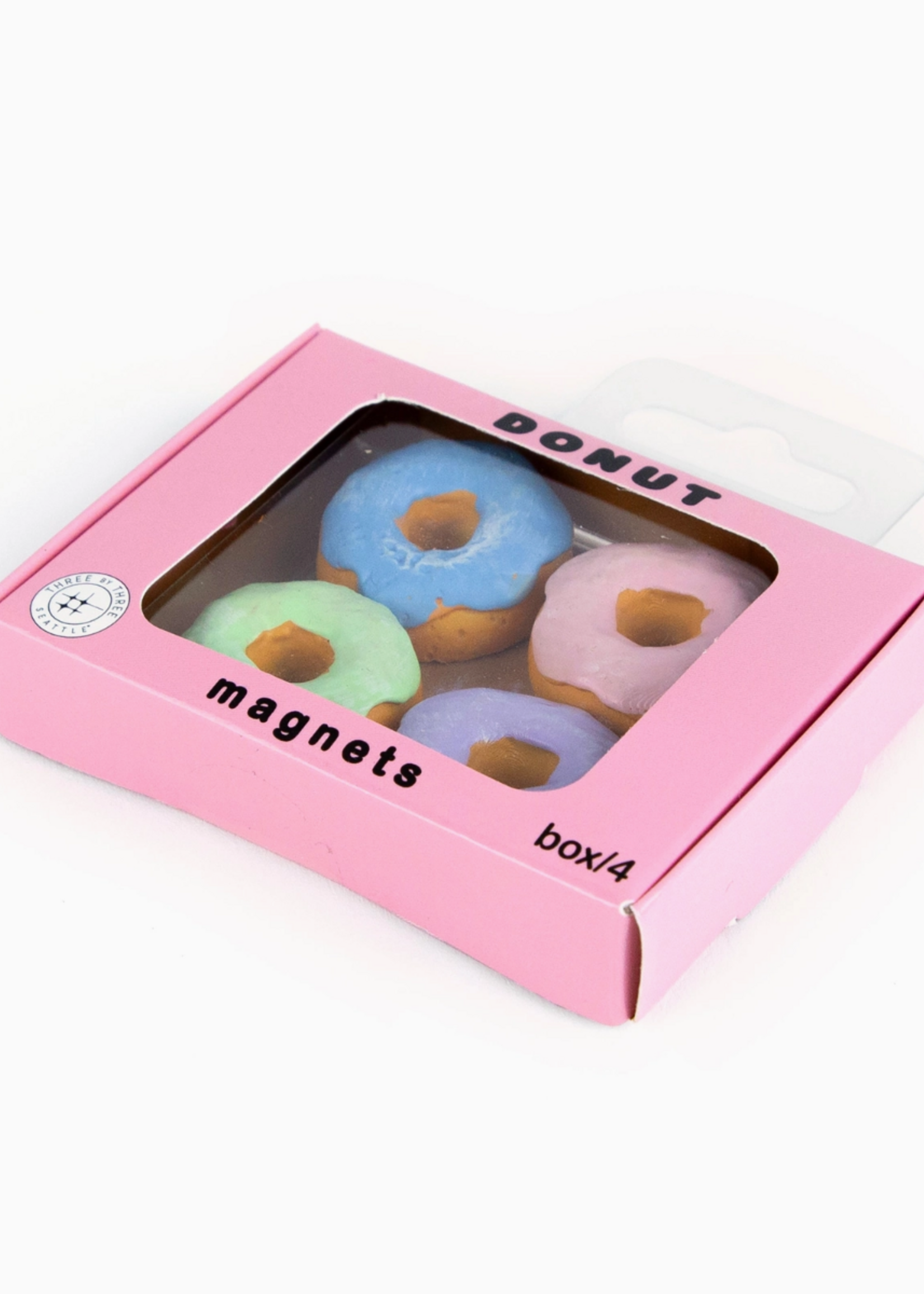 Three by Three Seattle Colorful Donut Magnets Iconic Packaging