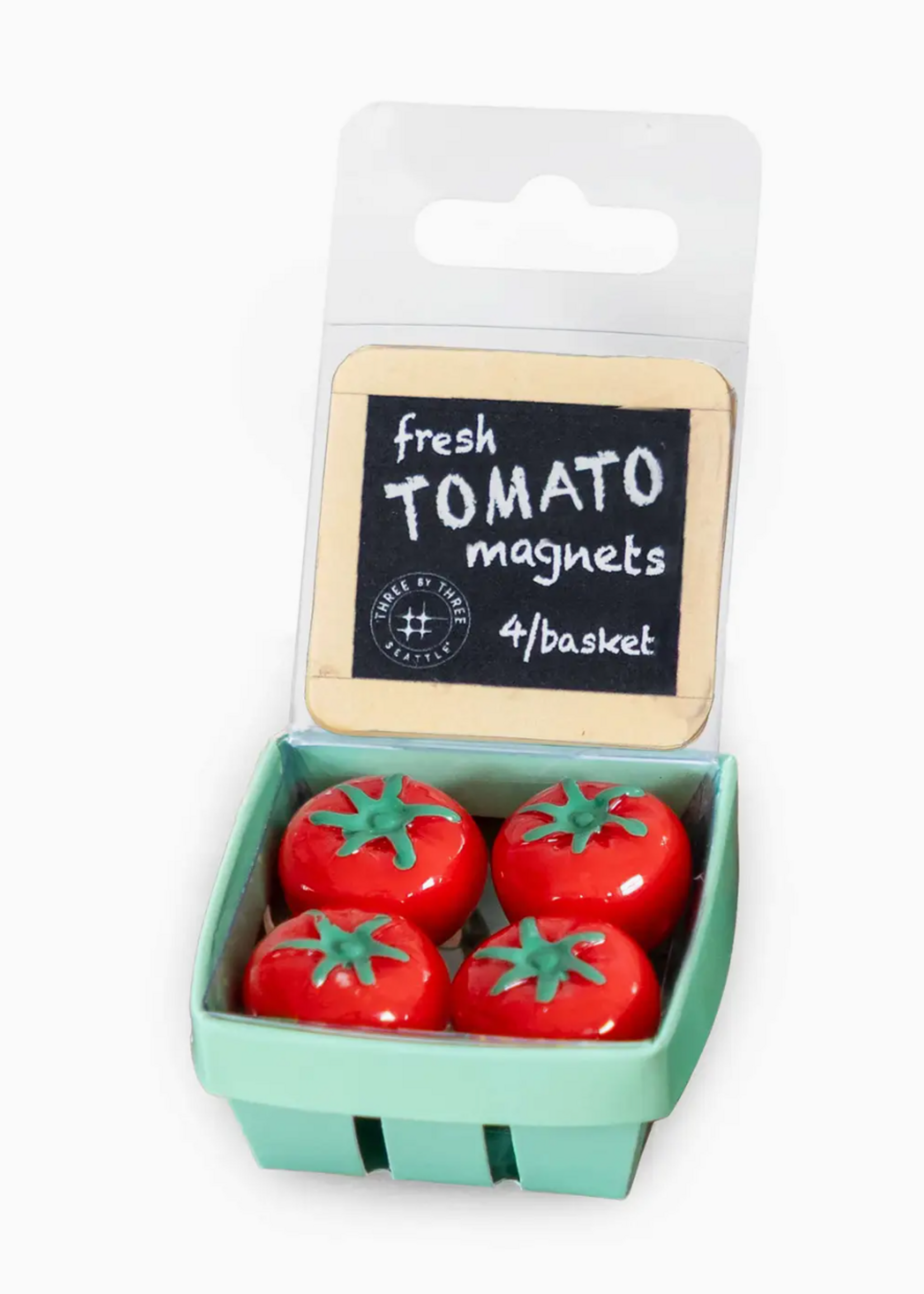 Three by Three Seattle Tomato Magnets Iconic Packaging