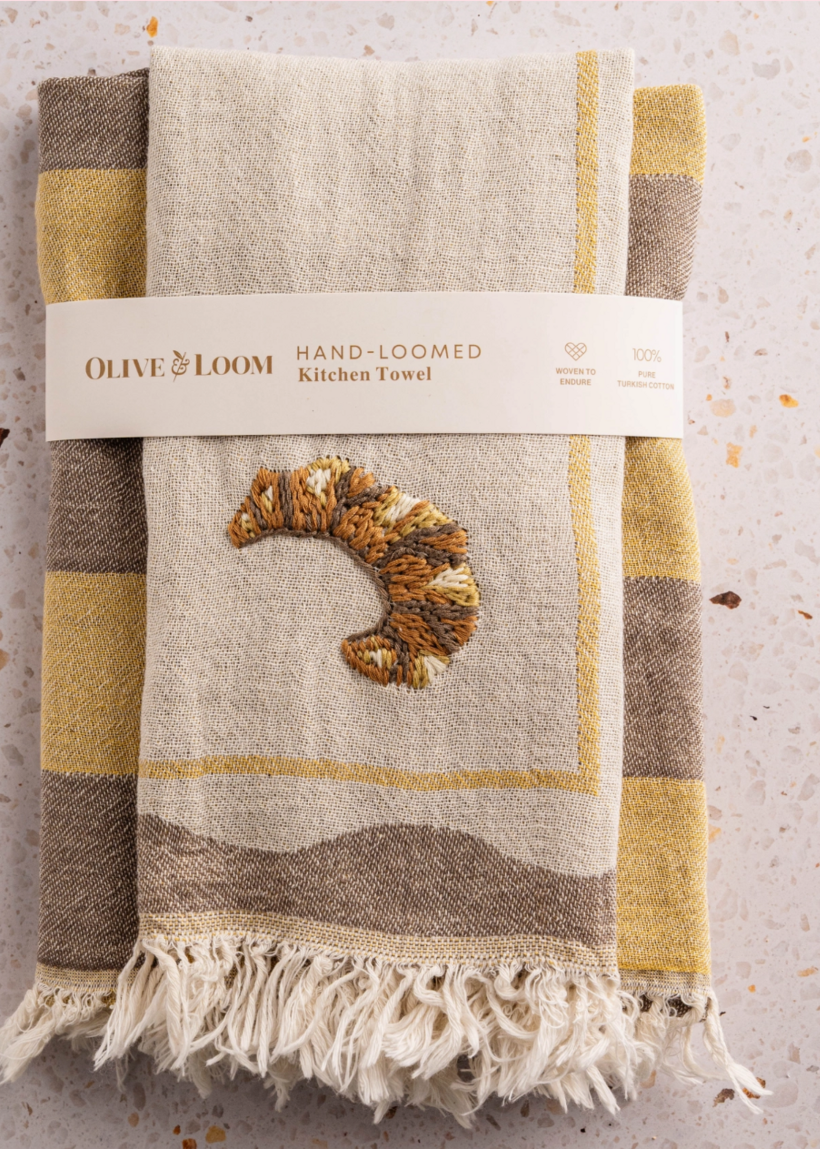 Olive & Loom Croissant - Hand Stitched Kitchen Towel