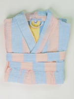 Olive & Loom Muslin Striped Robe-Blue&Pink