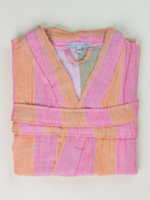 Olive & Loom Muslin Striped Robe Hot Pink/Orange