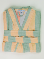 Olive & Loom Muslin Striped Robe Orange/Green