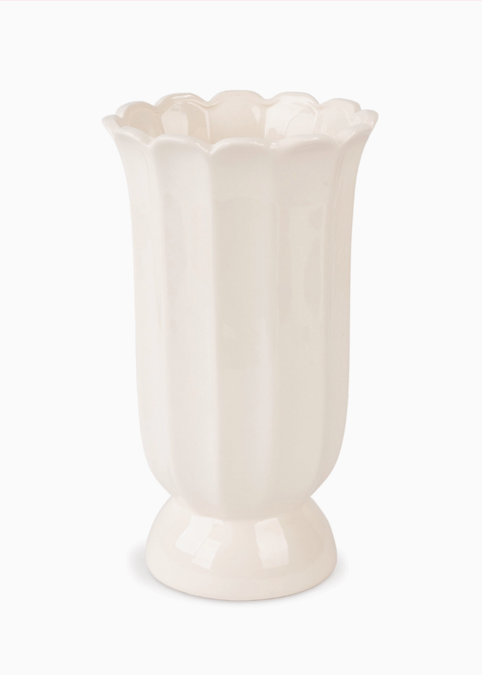 Blossom Bucket & Crossroads Cottage Bloom Tall, White Scalloped Vase