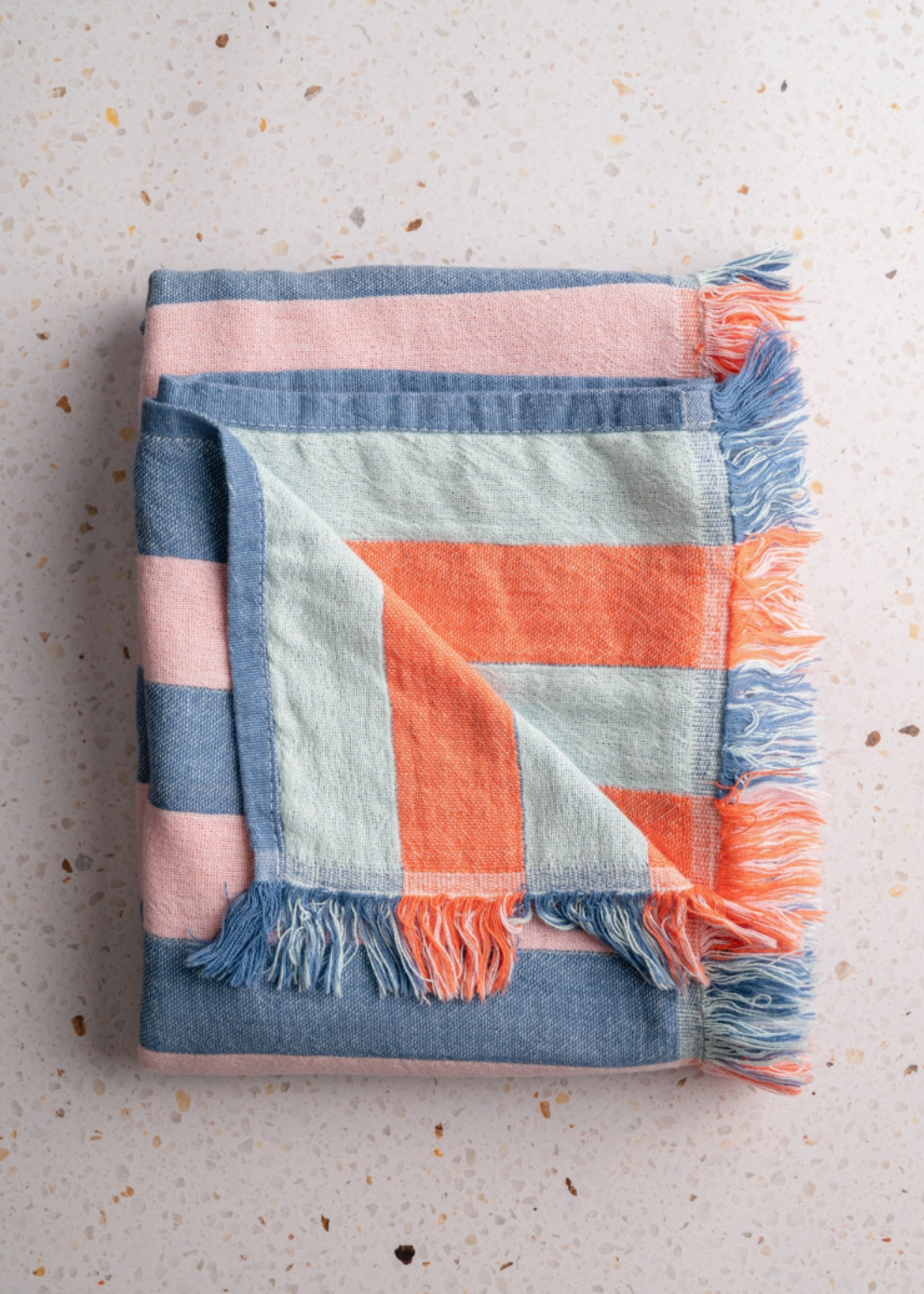 Olive & Loom Cabana Stripe Beach Towel-Pink/Blue