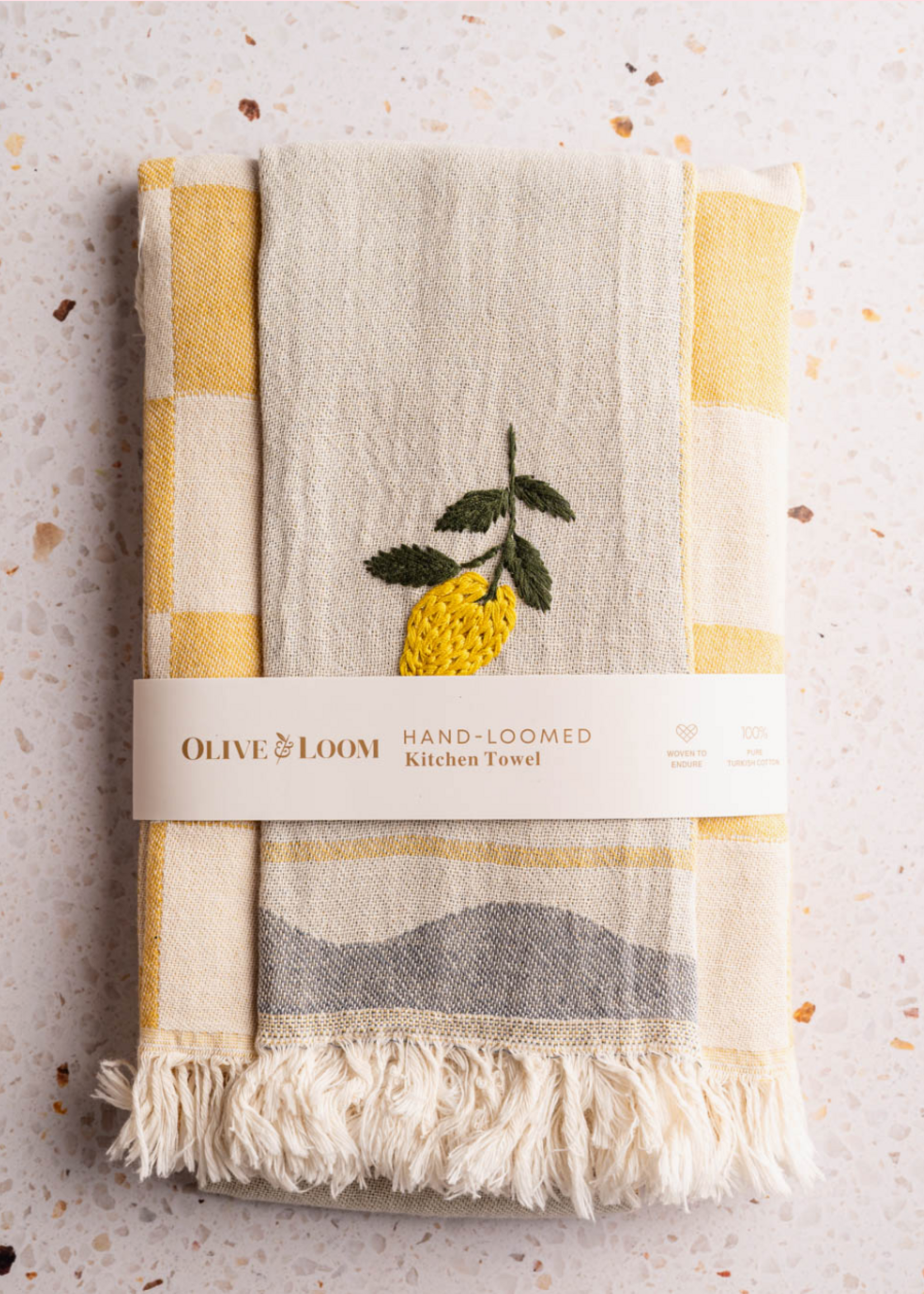 Olive & Loom Lemon - Hand Stitched Kitchen Towel