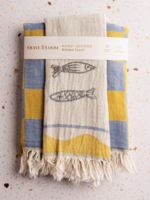 Olive & Loom Sardine - Hand Stitched Kitchen Towel