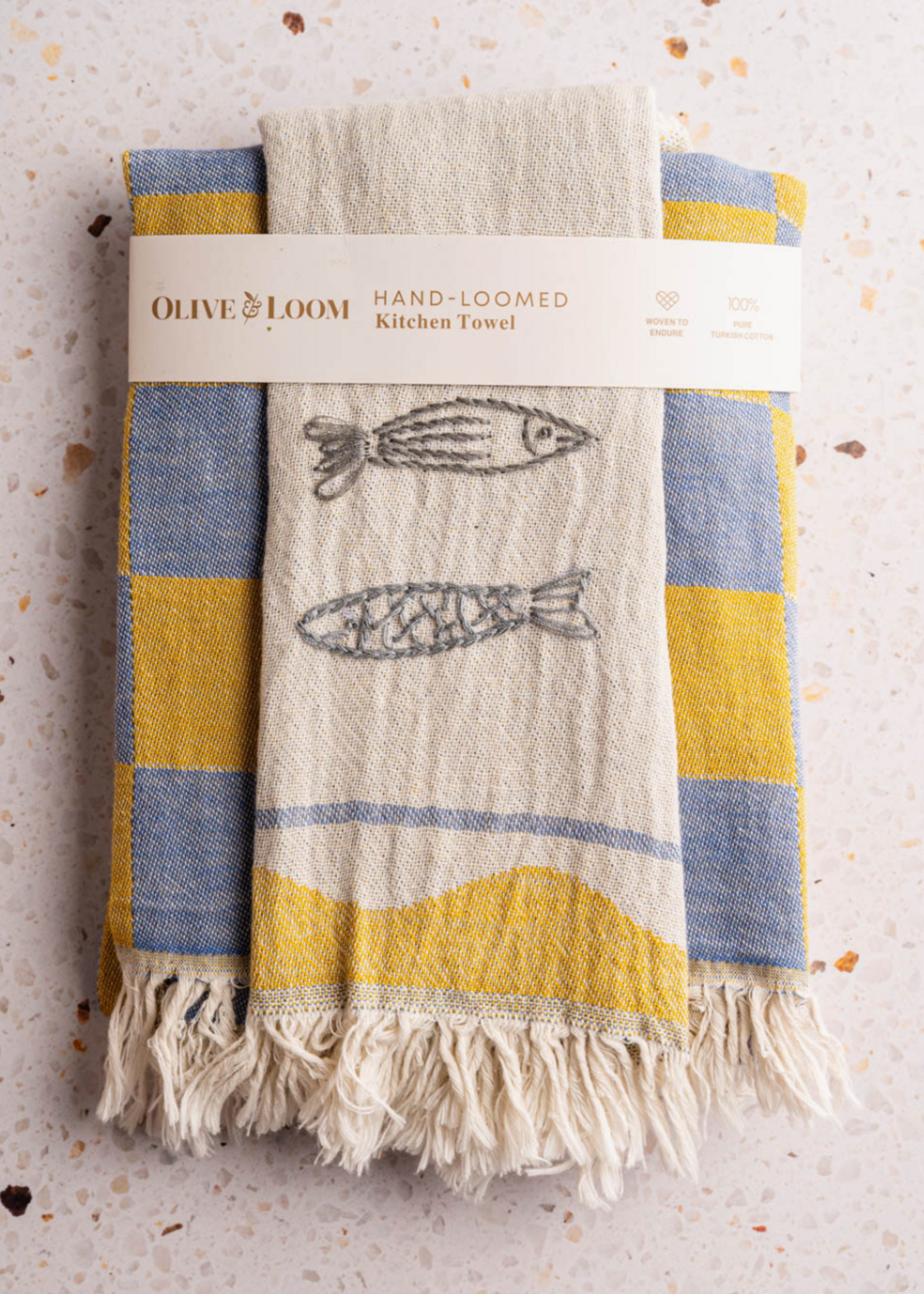 Olive & Loom Sardine - Hand Stitched Kitchen Towel