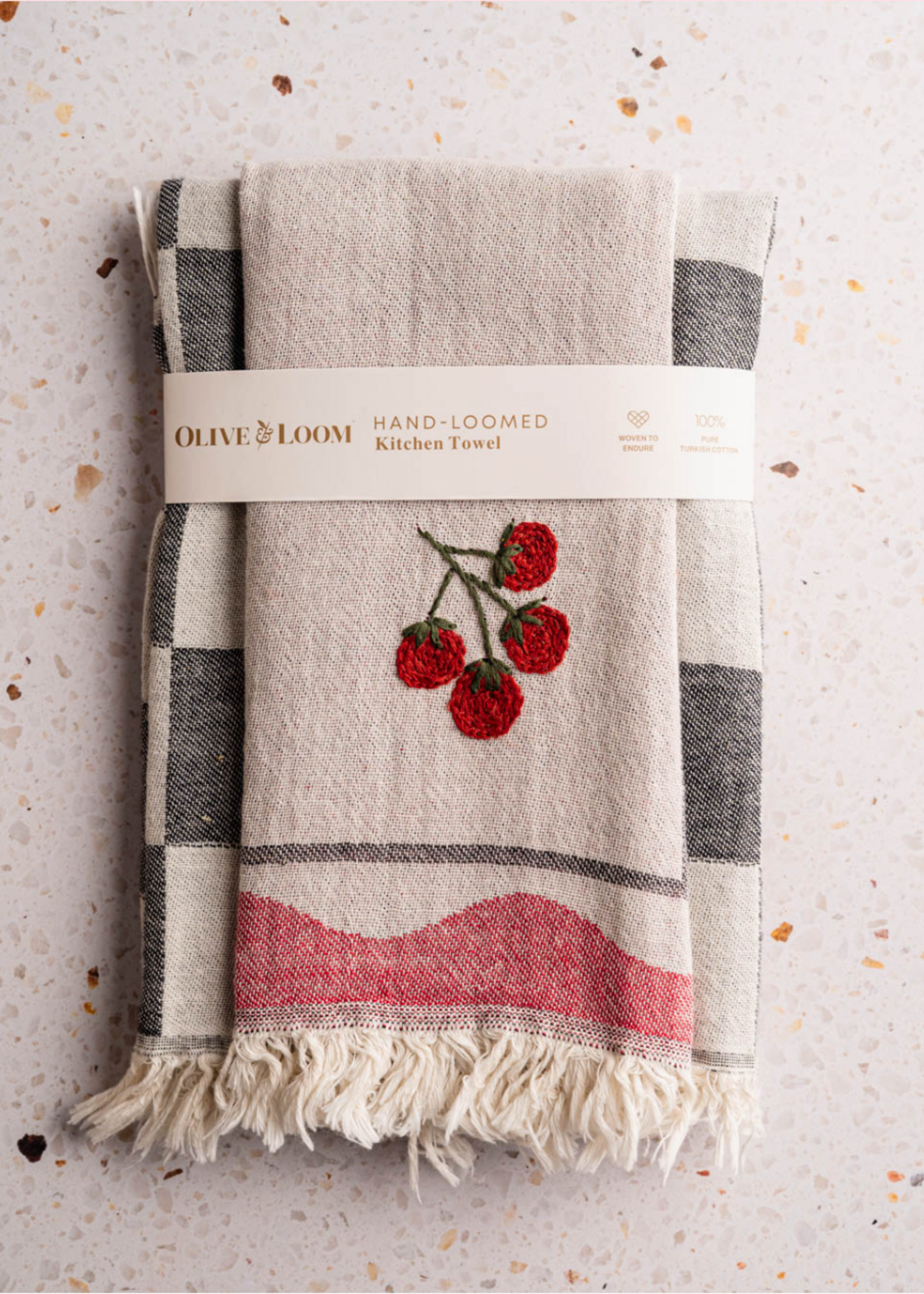 Olive & Loom Tomato - Hand Stitched Kitchen Towel