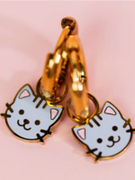 Pierced Gray Cat Charms