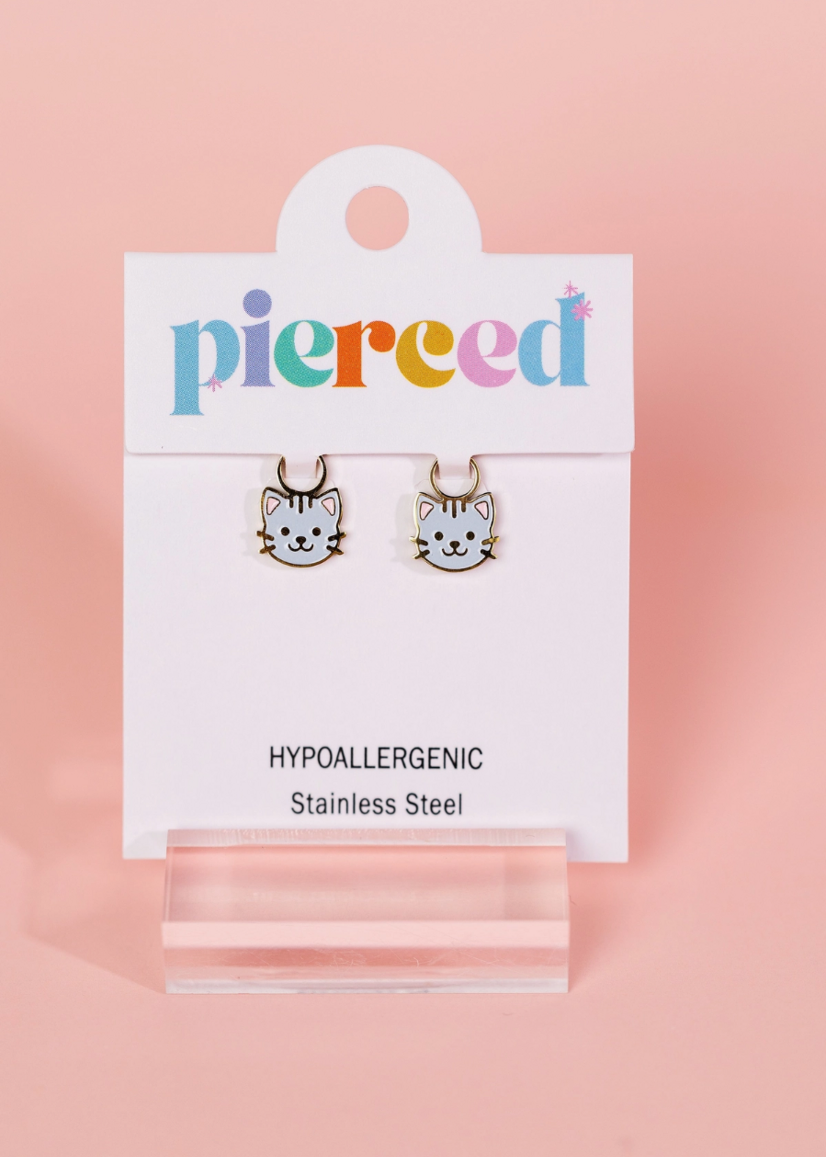 Pierced Gray Cat Charms